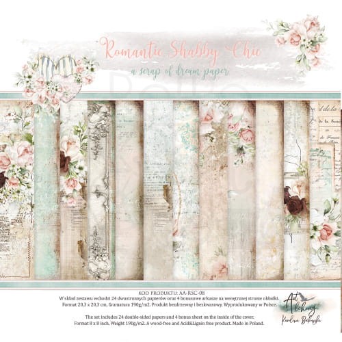 Zestaw papierów 20x20 Romantic Shabby Chick AA-RSC-08 Art Alchemy