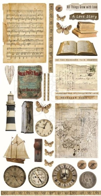 Zestaw papierów z elementami do wycięcia 15x30 Art Journal KB-AJ-07 Art Alchemy 3a