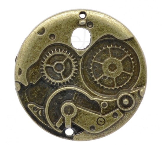 Ozdoba metalowa - mechanizm zegarka duży - antyczny brąz 1