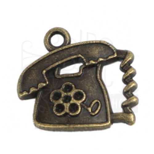 Ozdoba metalowa - telefon 2 - brąz 1