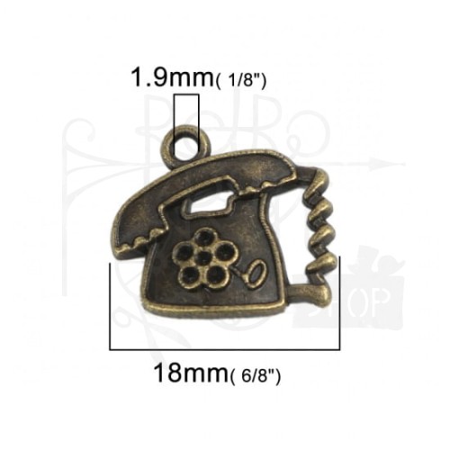 Ozdoba metalowa - telefon 2 - brąz 2