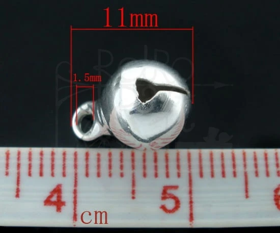 Dzwoneczki metalowe 11mm srebrne 5szt 2
