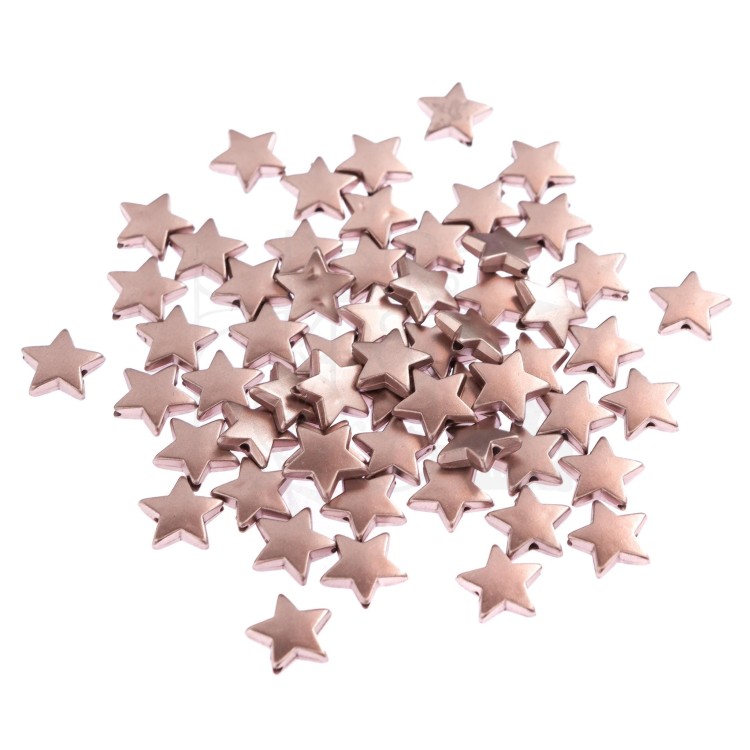 Koraliki gwiazdki różowe złoto - 1cm 60 szt. GRKO-027 dpCraft