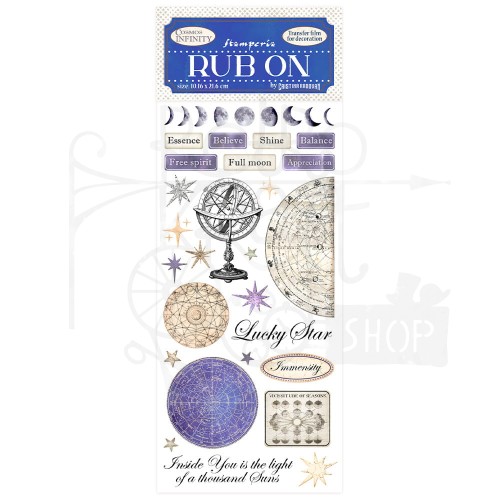Rub-on transfer 10x21.6cm Cosmos Infinity Lucky Star DFLRB07 Stamperia