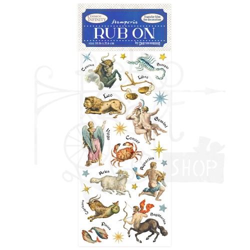Rub-on transfer 10x21.6cm Cosmos Infinity Zodiac Zodiak DFLRB08 Stamperia