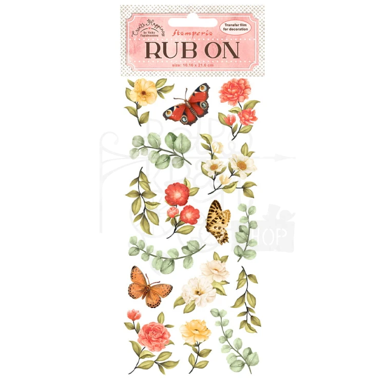 Rub-on transfer1 10x21,6cm Create Happiness Butterfly &amp; Leaves Motyl DFLRB11 Stamperia
