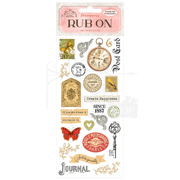 Rub-on transfer1 10x21,6cm Create Happiness Journal DFLRB12 Stamperia