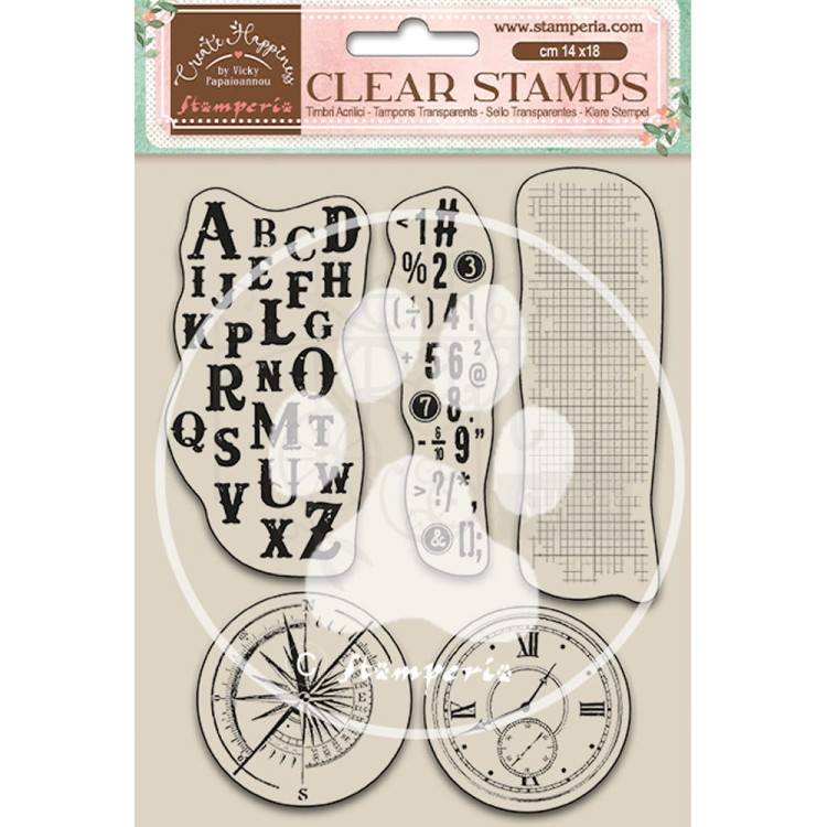 Stempel akrylowy 14x18cm Create Happiness Alphabet &amp; Number Litery i cyfry WTK163 Stamperia