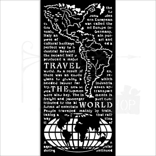 Szablon maska 12x25cm Create Happiness The World Mapa świata KSTDL68 Stamperia