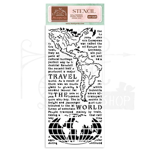 Szablon maska 12x25cm Create Happiness The World Mapa świata KSTDL68 Stamperia 1