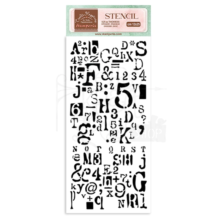 Szablon maska 12x25cm Create Happiness Letter &amp; Number KSTDL69 Stamperia 1
