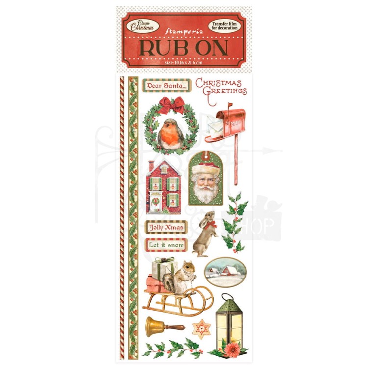 Rub-on transfer 10x21.6cm Classic Christmas DFLRB10 Stamperia