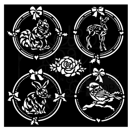 Szablon maska 18x18cm Christmas Frame 4 Rounds 4 Ramki KSTDQ71 Stamperia