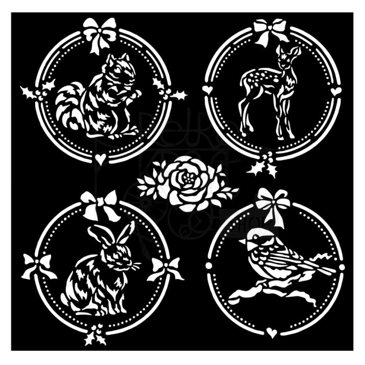 Szablon maska 18x18cm Christmas Frame 4 Rounds 4 Ramki KSTDQ71 Stamperia