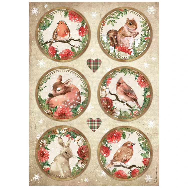 Papier ryżowy A4 Romantic - Home for the Holidays Rounds Dekory okrągłe DFSA4706 Stamperia