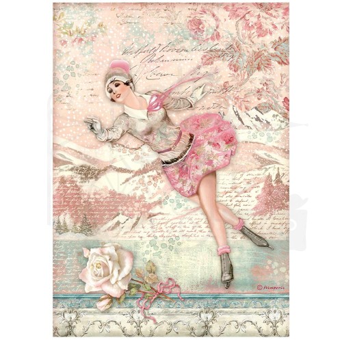 Papier ryżowy A4 Sweet Winter Ice Sketer Na łyżwach DFSA4725 Stamperia