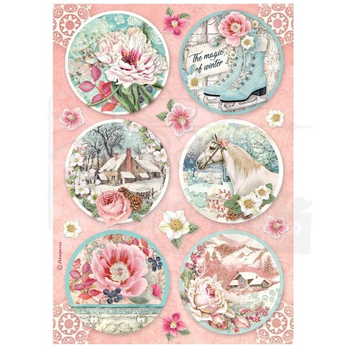 Papier ryżowy A4 Sweet Winter Rounds Dekory okrągłe DFSA4727 Stamperia