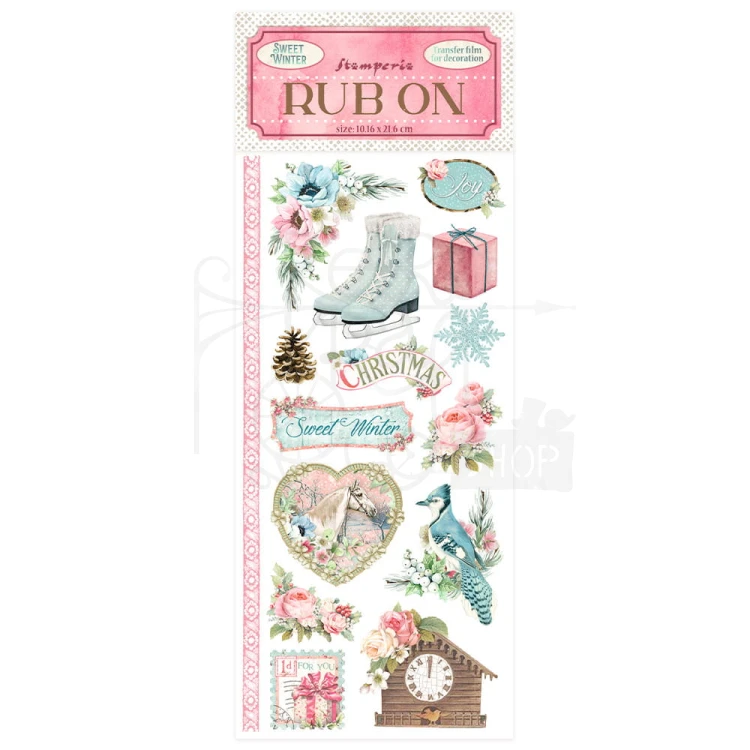 Rub-on transfer 10x21.6cm Sweet Winter DFLRB09 Stamperia