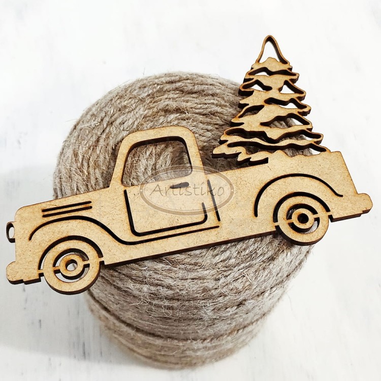 Samochód z choinką Truck with a tree HDF Artistiko