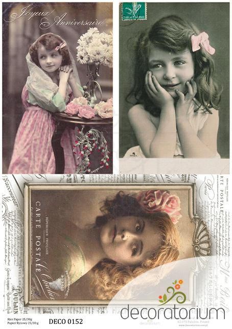 Papier ryżowy A4 retro zdjęcia - dziewczynki 0152 Decoratorium