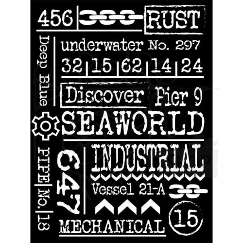 Szablon maska 15x20cm Sea World Writings Napisy KSAT11 Stamperia