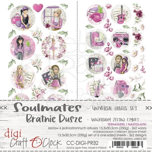 Zestaw etykiet 32 Soulmates CC-DIGI-PR32 Craft O'Clock