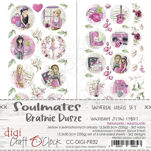 Zestaw etykiet 32 Soulmates CC-DIGI-PR32 Craft O'Clock