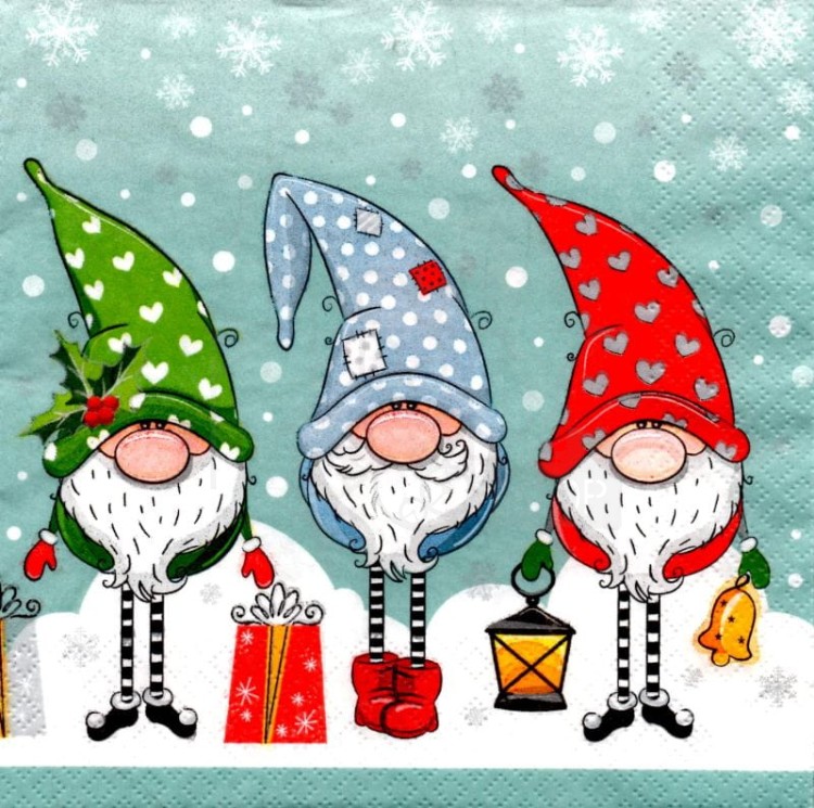 Serwetka 33x33 - Skrzaty Funny Gnomes