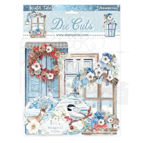 Ozdoby kształty tekturowe Die Cuts Winter Tales Quotes and Labels DFLDC41 Stamperia