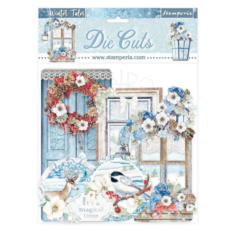 Ozdoby kształty tekturowe Die Cuts Winter Tales Quotes and Labels DFLDC41 Stamperia