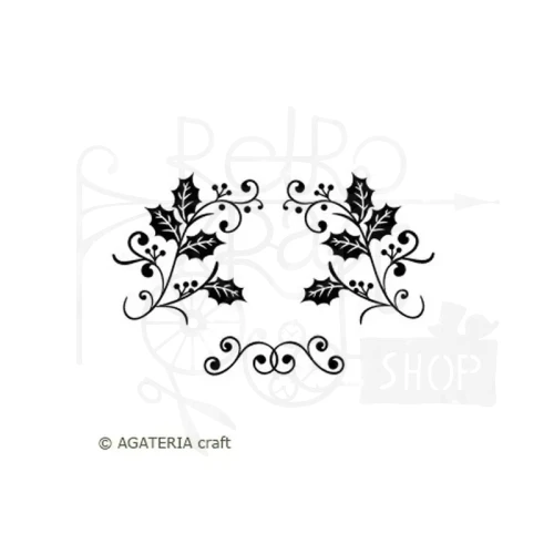 Stempel akrylowy dekory ostrokrzew - Agateria