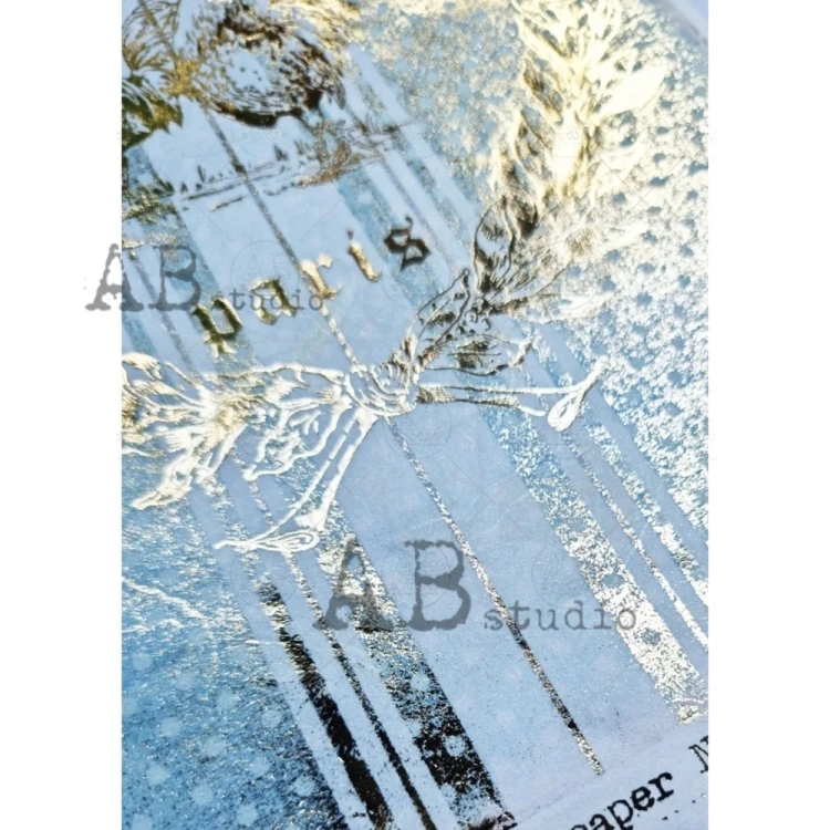 Papier ryżowy A4 złoty wieniec koguty Paris 1092 ABstudio