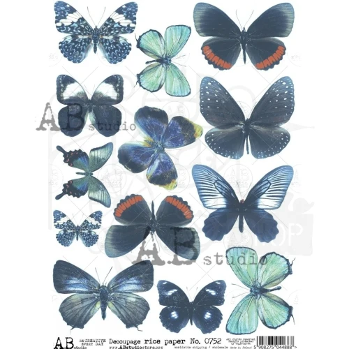 Papier ryżowy A4 motyle 0752 ABstudio