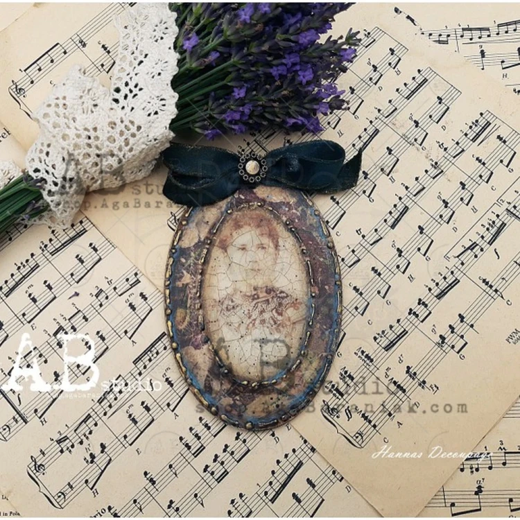 Papier ryżowy A4 retro zdjęcia portrety kobiety dzieci owale 0137 ABstudio