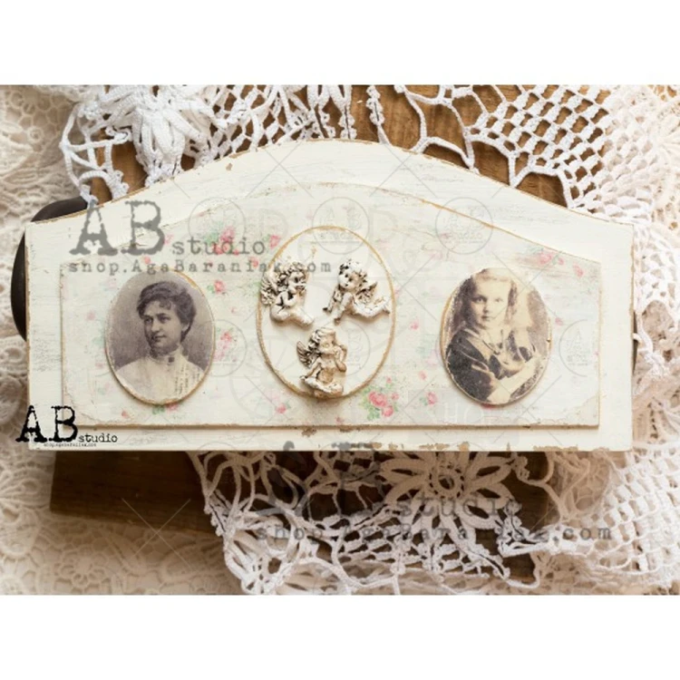 Papier ryżowy A4 retro zdjęcia portrety kobiety dzieci owale 0137 ABstudio