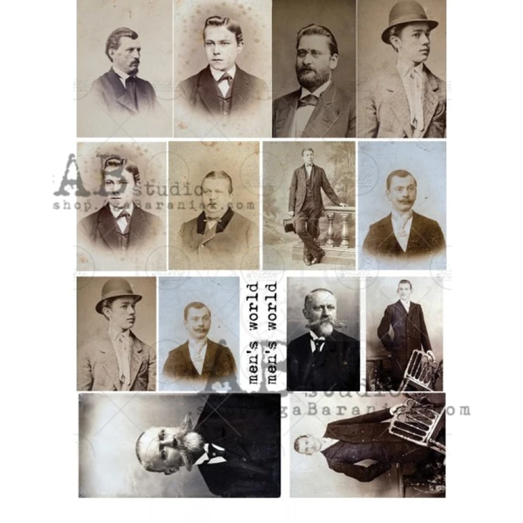 Papier ryżowy A4 retro zdjęcia portrety mężczyźni men's world 0134 ABstudio