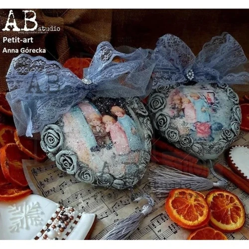 Papier ryżowy A4 świeta w stylu shabby koła medaliony 0367 ABstudio