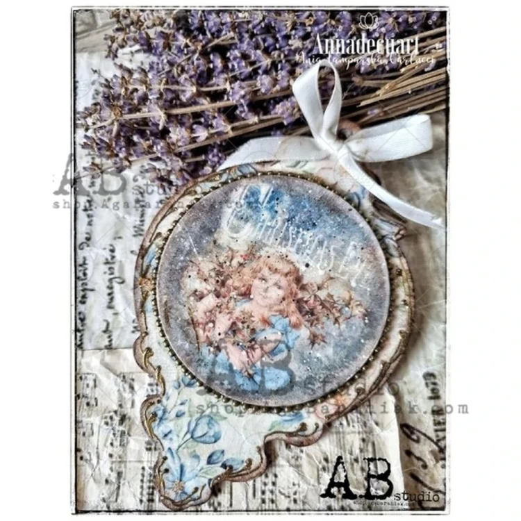 Papier ryżowy A4 shabby święta koła medaliony 0359 ABstudio