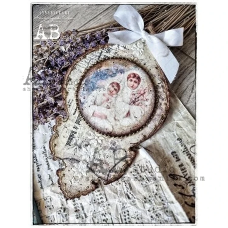 Papier ryżowy A4 shabby święta koła medaliony 0359 ABstudio