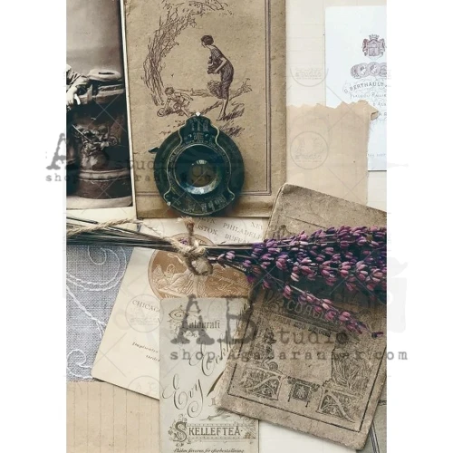 Papier ryżowy A4 retro karty lawenda 0474 ABstudio