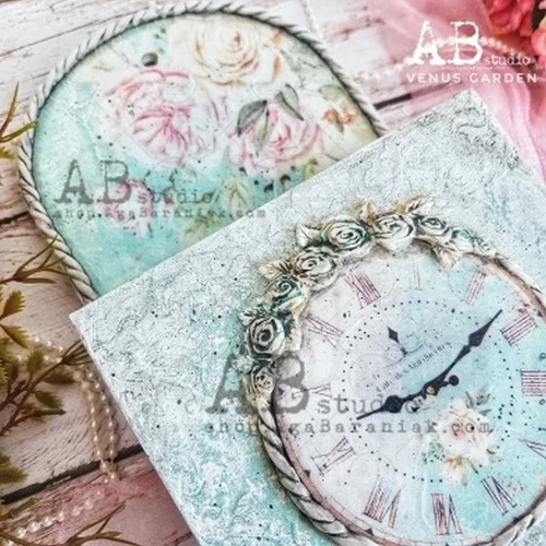 Papier ryżowy A4 retro tarcze zegarów shabby koła medaliony 0533 ABstudio
