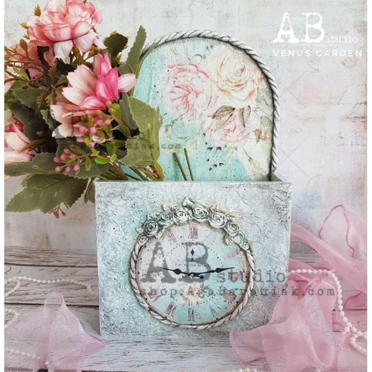 Papier ryżowy A4 retro tarcze zegarów shabby koła medaliony 0533 ABstudio