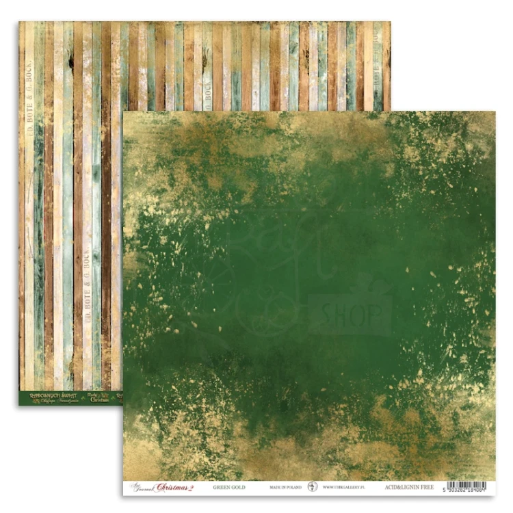 Papier 30x30 - Art Journal Christmas 2 - Green gold UHK Gallery