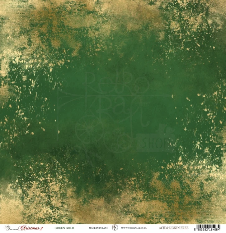 Papier 30x30 - Art Journal Christmas 2 - Green gold UHK Gallery