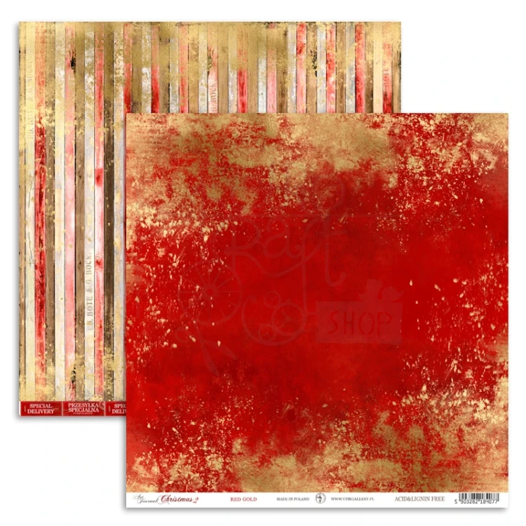 Papier 30x30 - Art Journal Christmas 2 - Red gold UHK Gallery