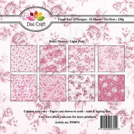 Papiery Dixi 15x15cm Retro Flowers - Light Pink PP0074 Dixi Craft