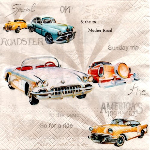 Serwetka 33x33 - Retro auta oldtimery