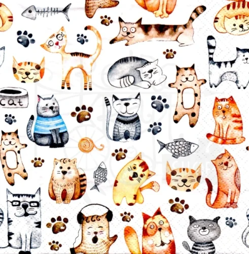 Serwetka 33x33 - Koty i kotki
