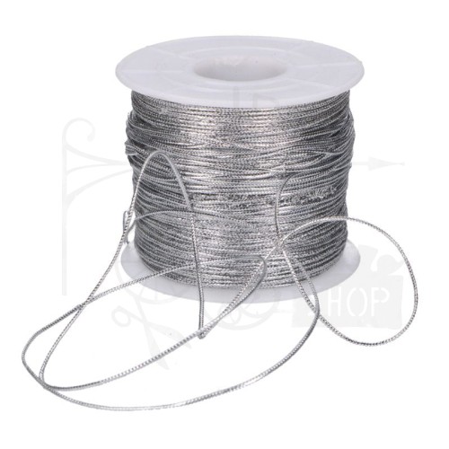 Sznurek metalizowany srebrny 0.8mm 100m