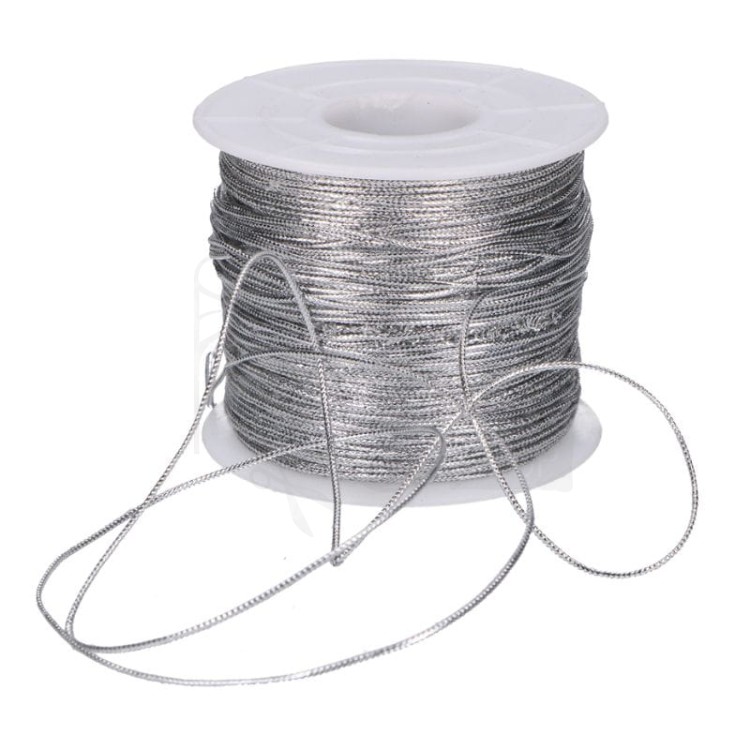 Sznurek metalizowany srebrny 0.8mm 100m